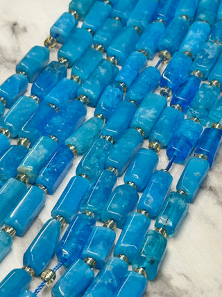 Apatite Faceted Column Beads Strand - 15x7mm
