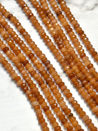 Jade Faceted Rondelle Beads Strand - 4x3mm - Various Colors