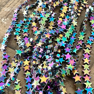 Electroplated Hematite Stars Bead Strand - 6mm