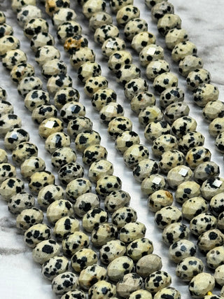 Dalmatian Jasper Faceted Rondelle Beads Strand - 8x5mm