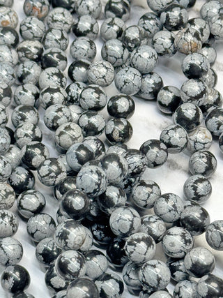 Snowflake Obsidian Beads Strand - 8mm
