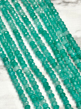 Jade Faceted Rondelle Beads Strand - 4x3mm - Various Colors