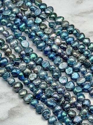 Freshwater Pearl Nugget Beads Strand - Marine Blue or Seashell Color