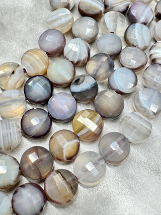 Botswana Agate Faceted Coin Beads Strand - 6mm