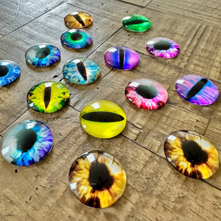 Dragon Eye Glass Cabochon - Assorted Colors - Oval - Round