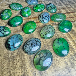 25x18mm Green Dragon's Vein Agate Oval Cabochon