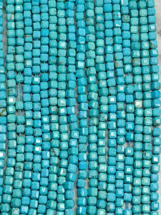 Blue Howlite Faceted Table Cut Cube Beads Strand - 2mm