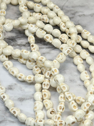 White Howlite Skull Beads Strand- 8mm
