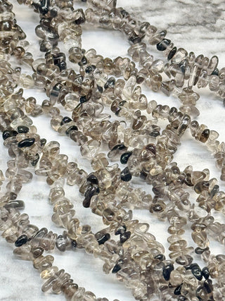 Smoky Quartz Chip Beads Strand - 3-8mm - 33" Strand
