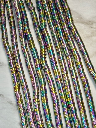 Hematite Heishi Beads Strand - 4x2mm - Rainbow - Antique Gold