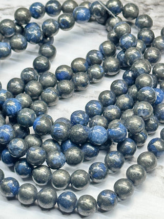 Blue Pyrite Beads Strand - 6mm - 8mm