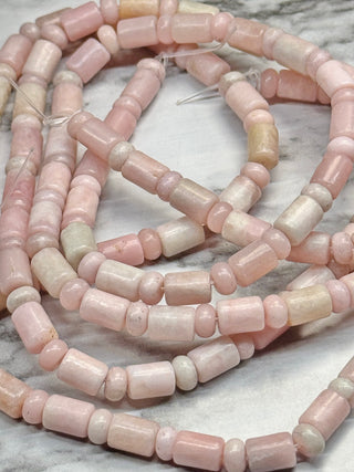 Pink Opal Column & Rondelle Beads Strand - 8x6mm & 6x3mm