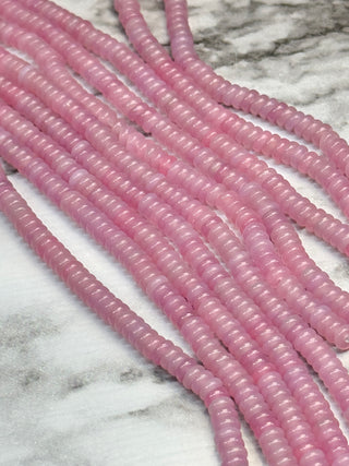 White Jade Rondelle Beads Strand - 4x1.5