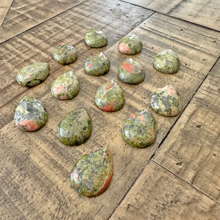 25x18mm Unakite Jasper Teardrop Cabochon