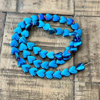 Electroplated Hematite Heart Bead Strand  - 8mm