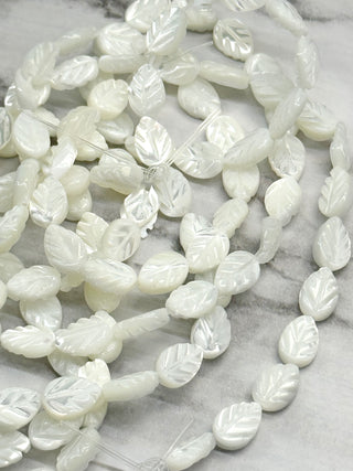 Trochid Shell Leaf Beads Strand - 9mm