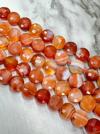 Natural Red Agate Faceted Hexagon Bead Strand - 8mm