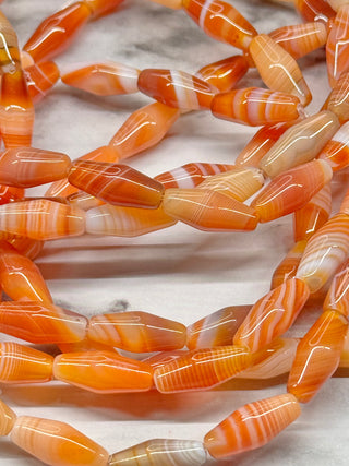 Banded Agate Bicone Beads Strand - 15x6mm
