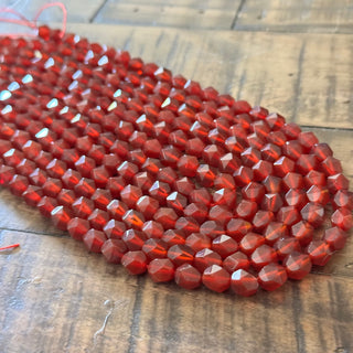 Carnelian Faceted Star Cut Beads Strand - 8mm