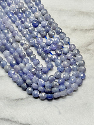 Tanzanite Faceted Coin Beads Strand - 4mm