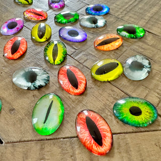 Dragon Eye Glass Cabochon - Assorted Colors - Oval - Round