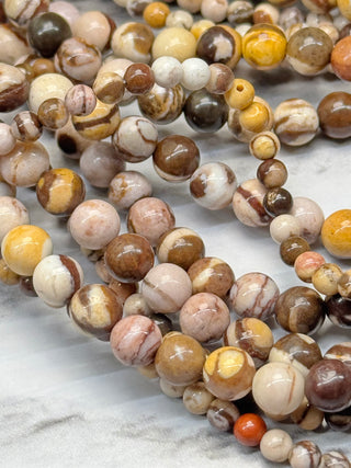 Zebra Jasper Bead Strand - Brown - 4mm - 6mm - 8mm - 10mm