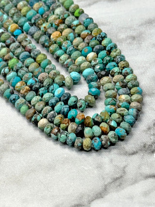 HuBei Turquoise Faceted Rondelle Beads Strand - 4x2mm