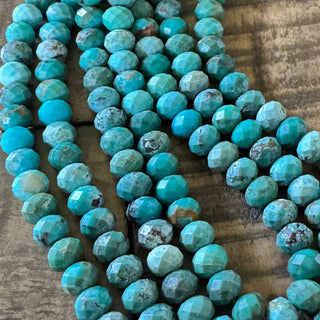 Faceted Rondelle Turquoise Bead Strand - 6x4mm