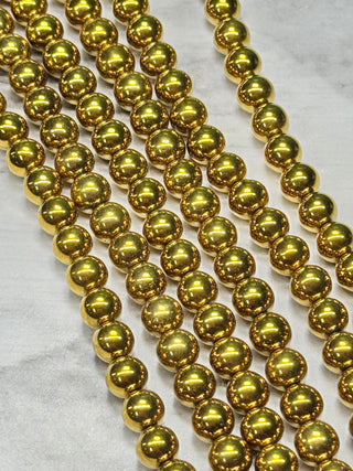 Antique Gold Hematite Beads Strand - 2mm - 4mm - 6mm - 8mm