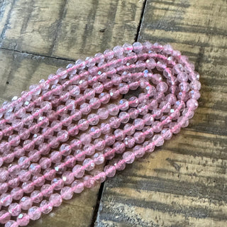 Faceted Strawberry Quartz Bead Strand - 4mm
