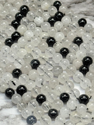 Tourmalinated Quartz Beads Strand - 6mm