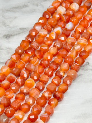 Banded Agate Faceted Cube Bead Strand - 5mm