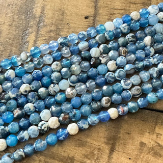 Faceted Cornflower Blue Agate - 4mm