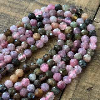 Faceted Watermelon Tourmaline Bead Strand - 4mm