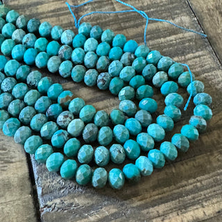 Faceted Rondelle Turquoise Bead Strand - 6x4mm