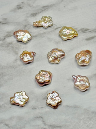 10pc Baroque Keshi Top-Drilled Flower Pearl Beads - 10-17mm