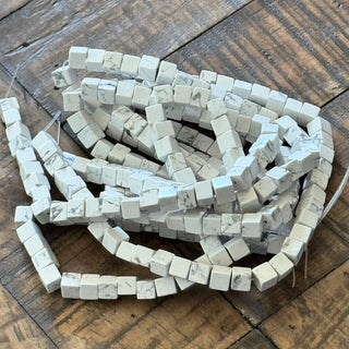 Howlite Cube Bead Strand - 8mm