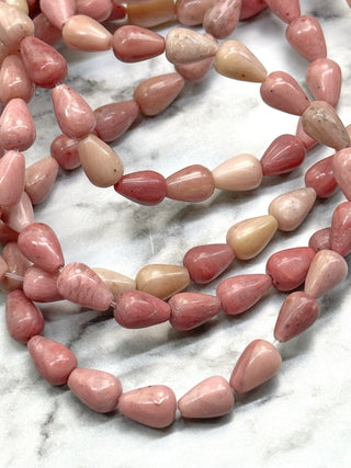 Pink Rhodonite Teardrop Beads Strand - 9x6mm