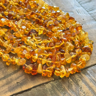 Natural Amber Chip Bead Strand - 4-10mm