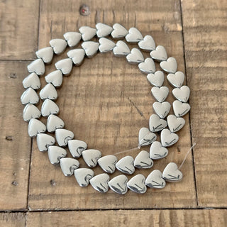 Electroplated Hematite Heart Bead Strand  - 8mm
