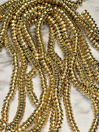 Hematite Rondelle Beads Strand - 4x2mm - Light Gold - Gold