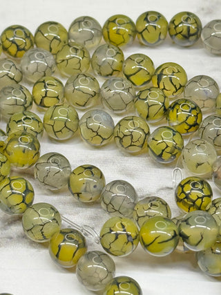 Dragons Vein Agate Beads Strands - Yellow - 8mm