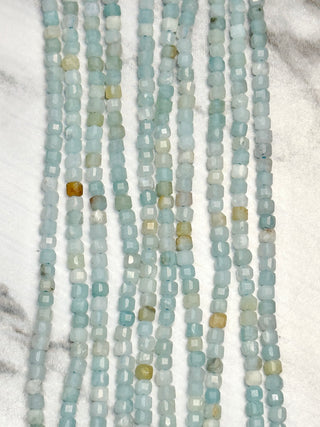 Amazonite Faceted Table Cut Cube Beads Strand - 2mm