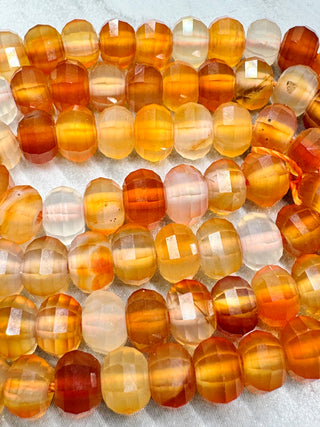Carnelian Faceted Pumpkin Rondelle Bead Strand - 6mm