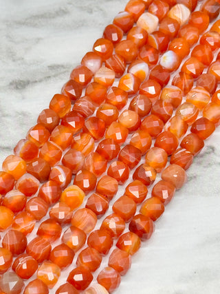 Banded Agate Faceted Cube Bead Strand - 5mm