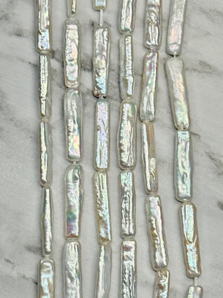 Freshwater Pearl Cultured Baroque Keshi Stick  Beads Strand - 23x6x3mm