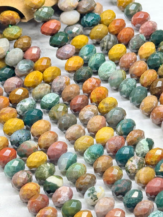 Ocean Jasper Faceted Rondelle Beads Strand - 8x5mm