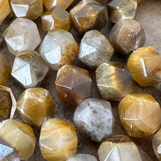 7-8mm Grade A Tigers Eye Faceted Star Cut Bead Strand - Amazing Quality!