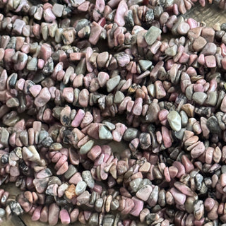 Rhodonite Chip Bead Strand - 5-8mm