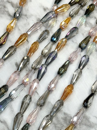 Faceted Teardrop Glass Beads Strand - 15x6mm